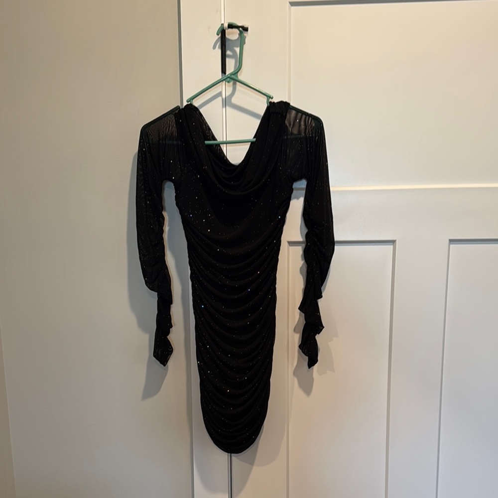 Elegant Black Ruched Dress